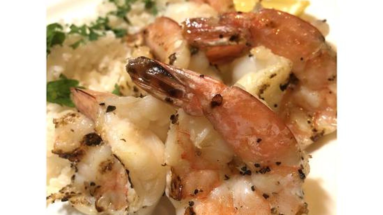 Char Grilled Prawns with coconut rice