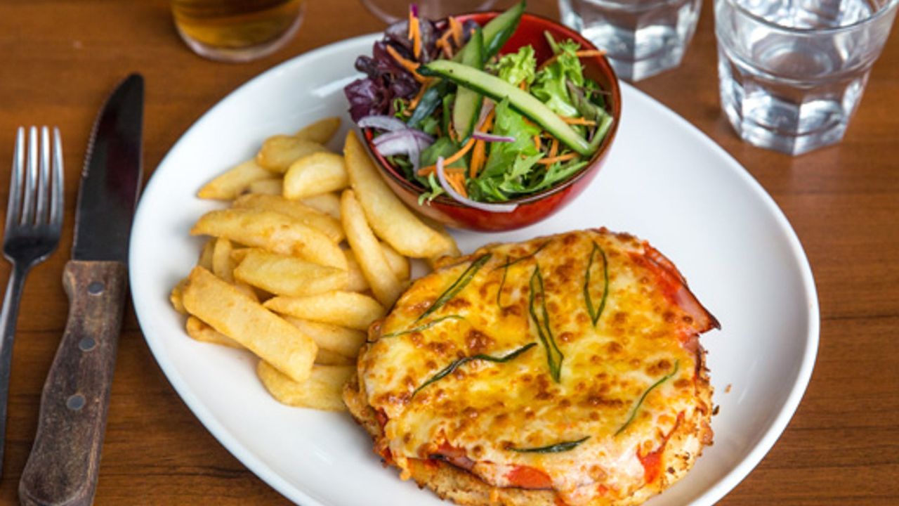 Loaded Buffalo Parma with Fries and Salad