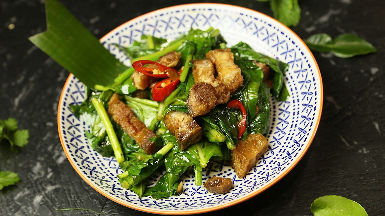 Stir Fried Crispy Pork Belly with Chinese Broccoli