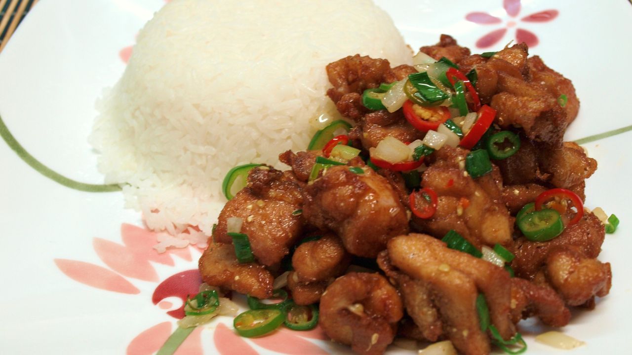 Spicy Salt Deep Fried Chicken with Rice