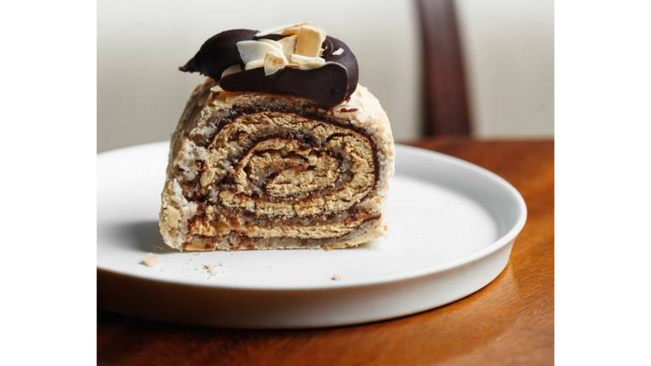 Espresso Butter & Almond Meringue Roulade
