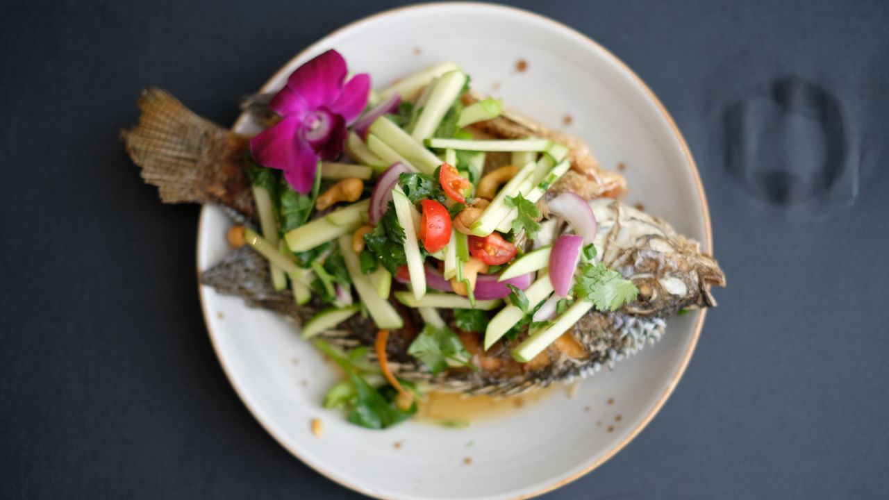 Deep Fried Tilapia with Green Apple salad