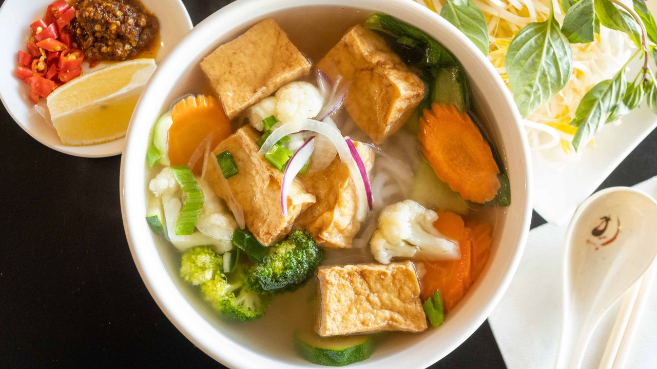 Vegetables & Tofu Rice Noodle Soup