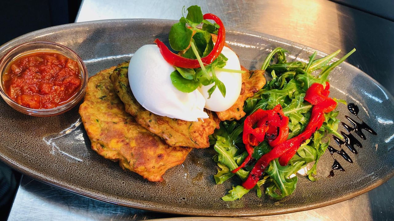 Vegetarian, zucchini corn fritters