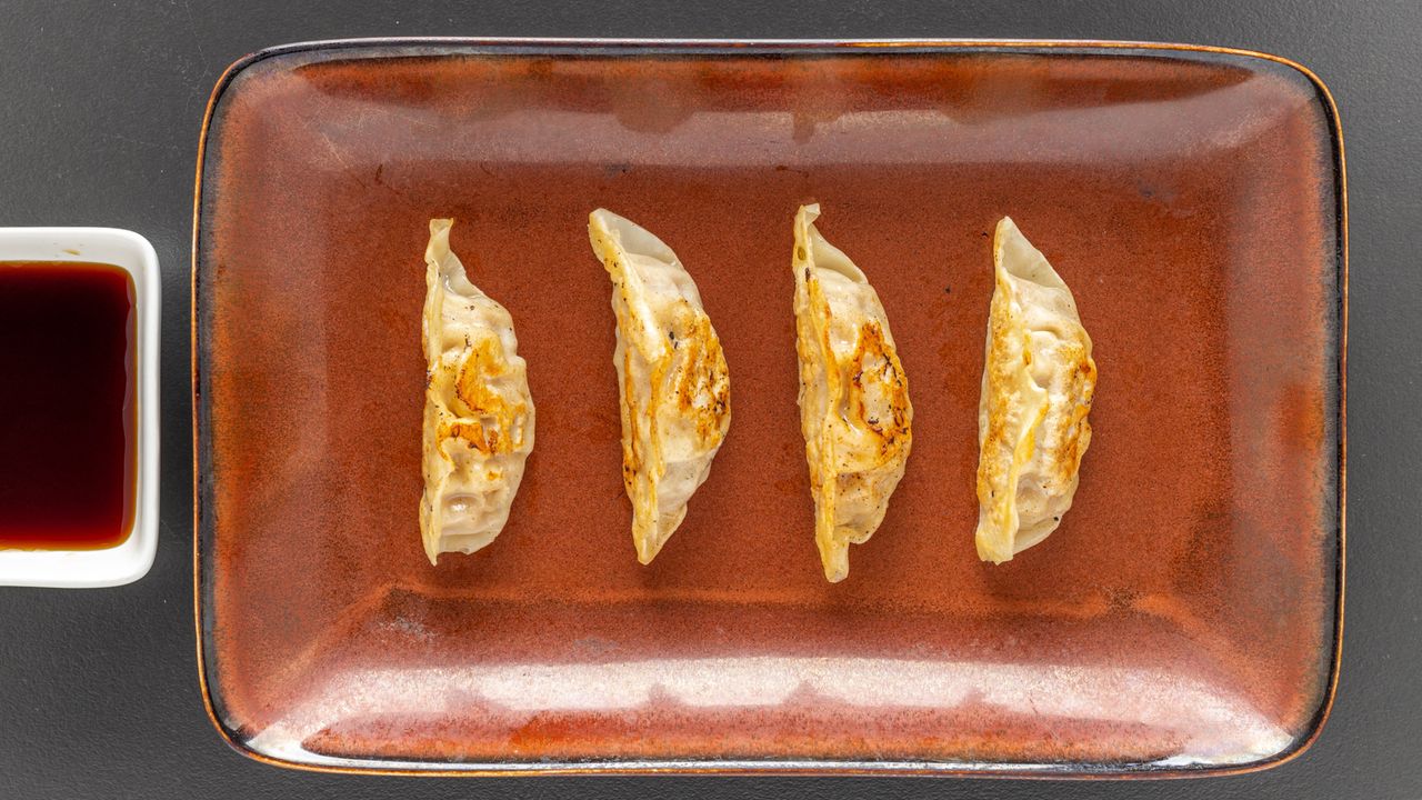 12. Pan Fried Pork/Vegetable Dumplings (4)