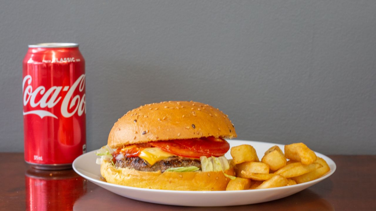 Jayd Cheeseburger with a Drink