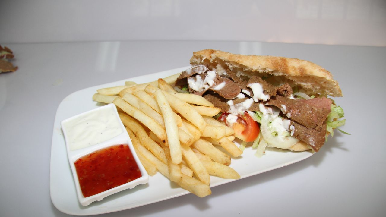 Kebab in Turkish Bread & Chips