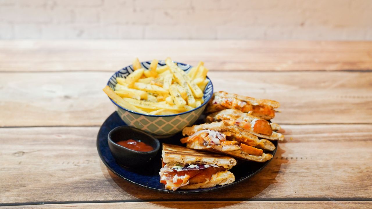 Spicy Loukaniko Club Sandwich