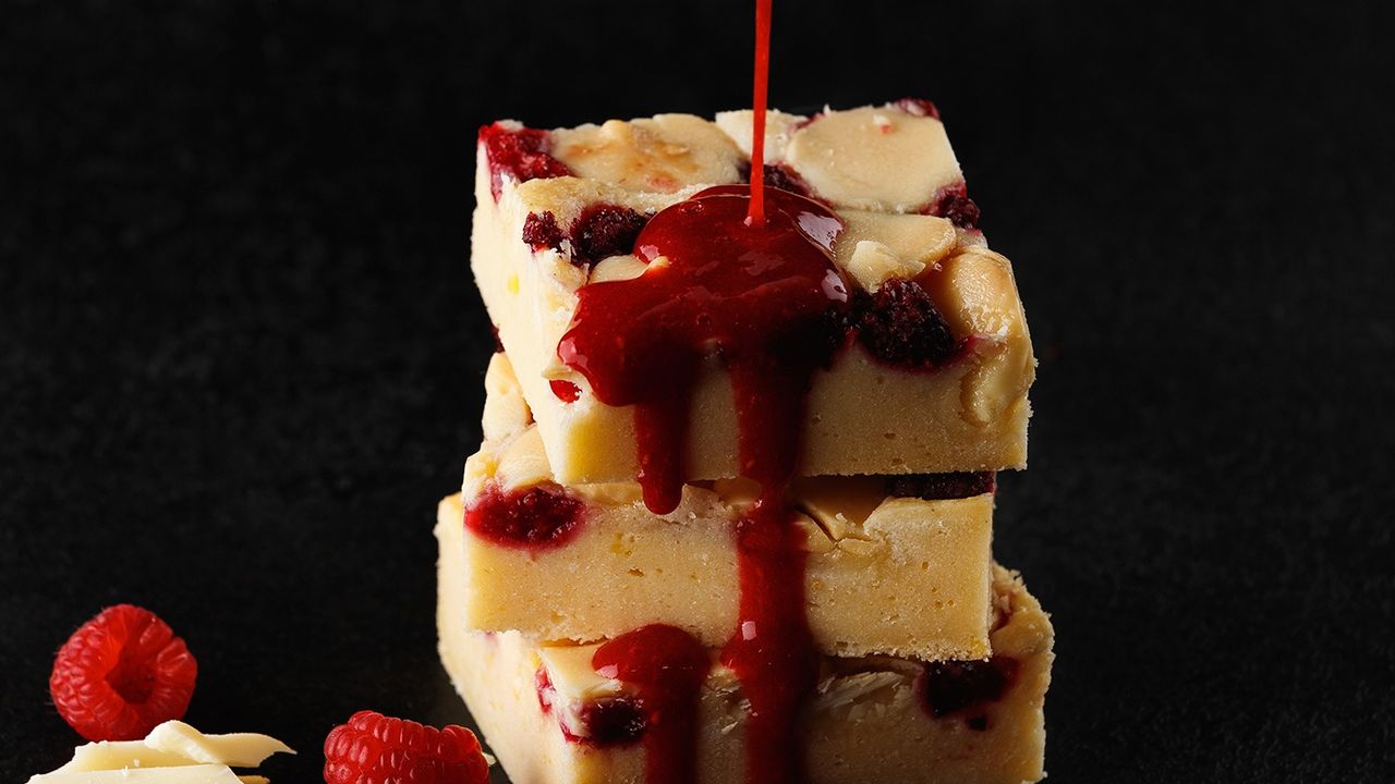 White Choc Raspberry Blondie