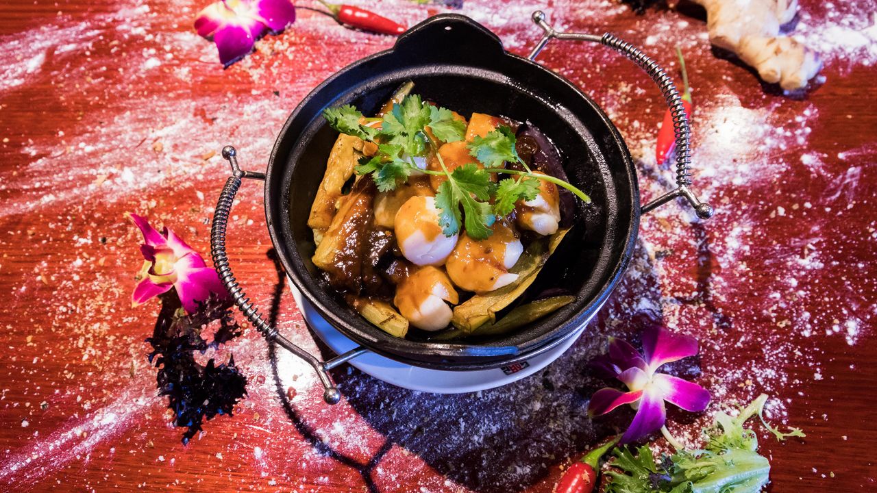 Scallop and Eggplant Cooked with Vinegar and Szechuan Sauce