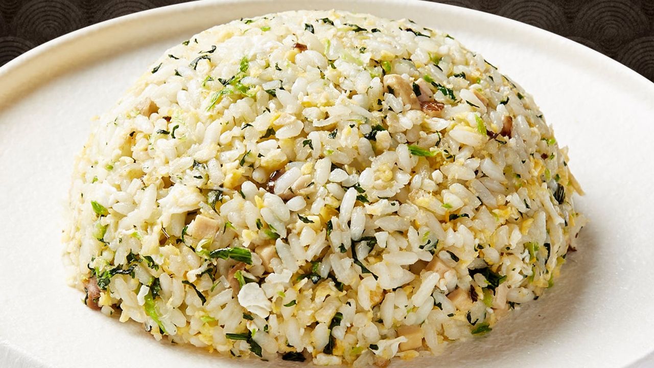 Vegetarian Egg Fried Rice with Mushroom & Truffle Oil