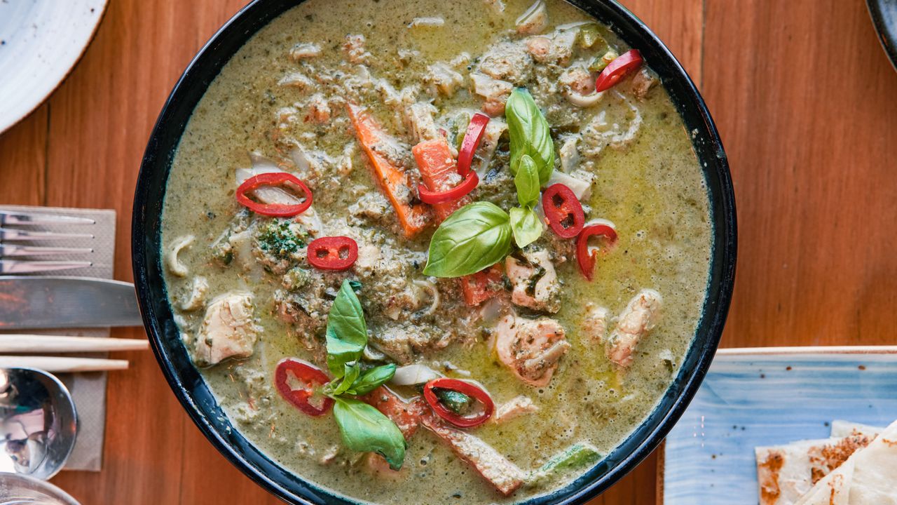 Thai Green Curry with Flat Rice Noodles