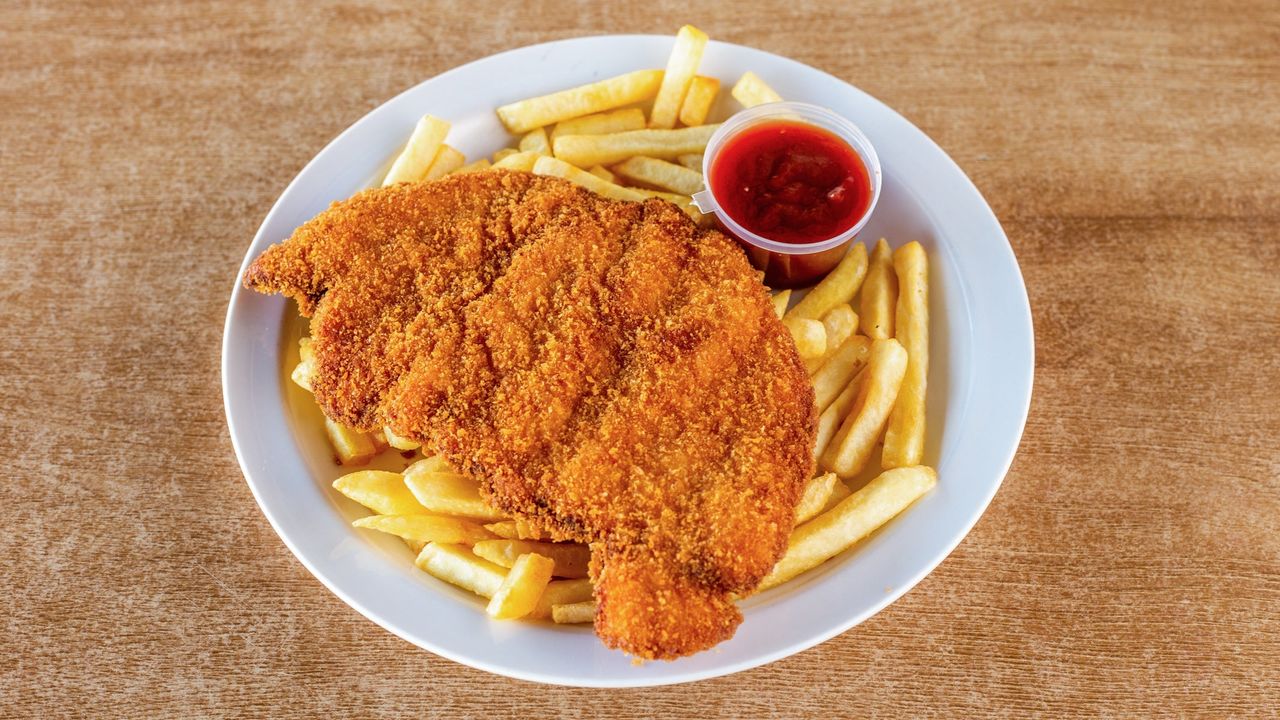 Chicken Schnitzel and Chips