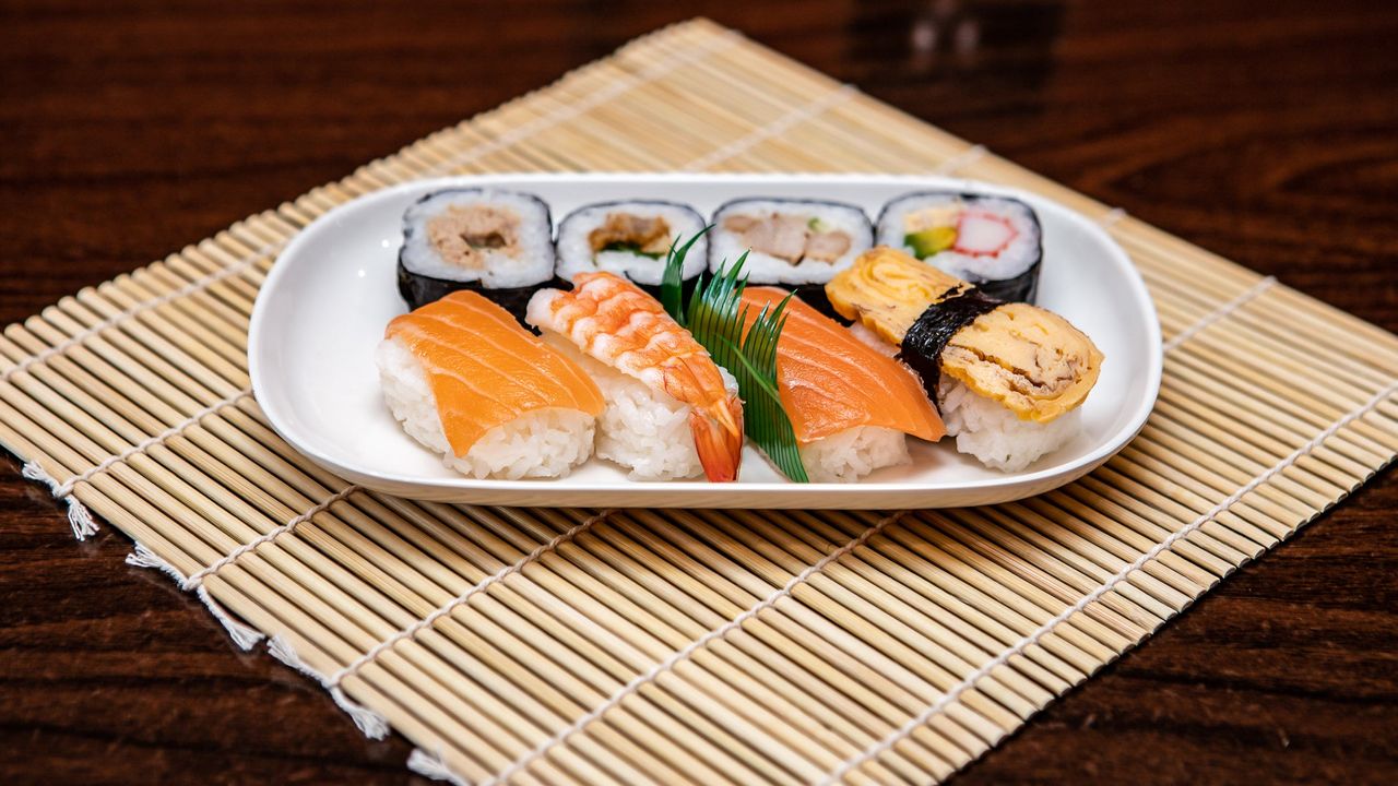 Sushi and Salmon Sashimi Bento