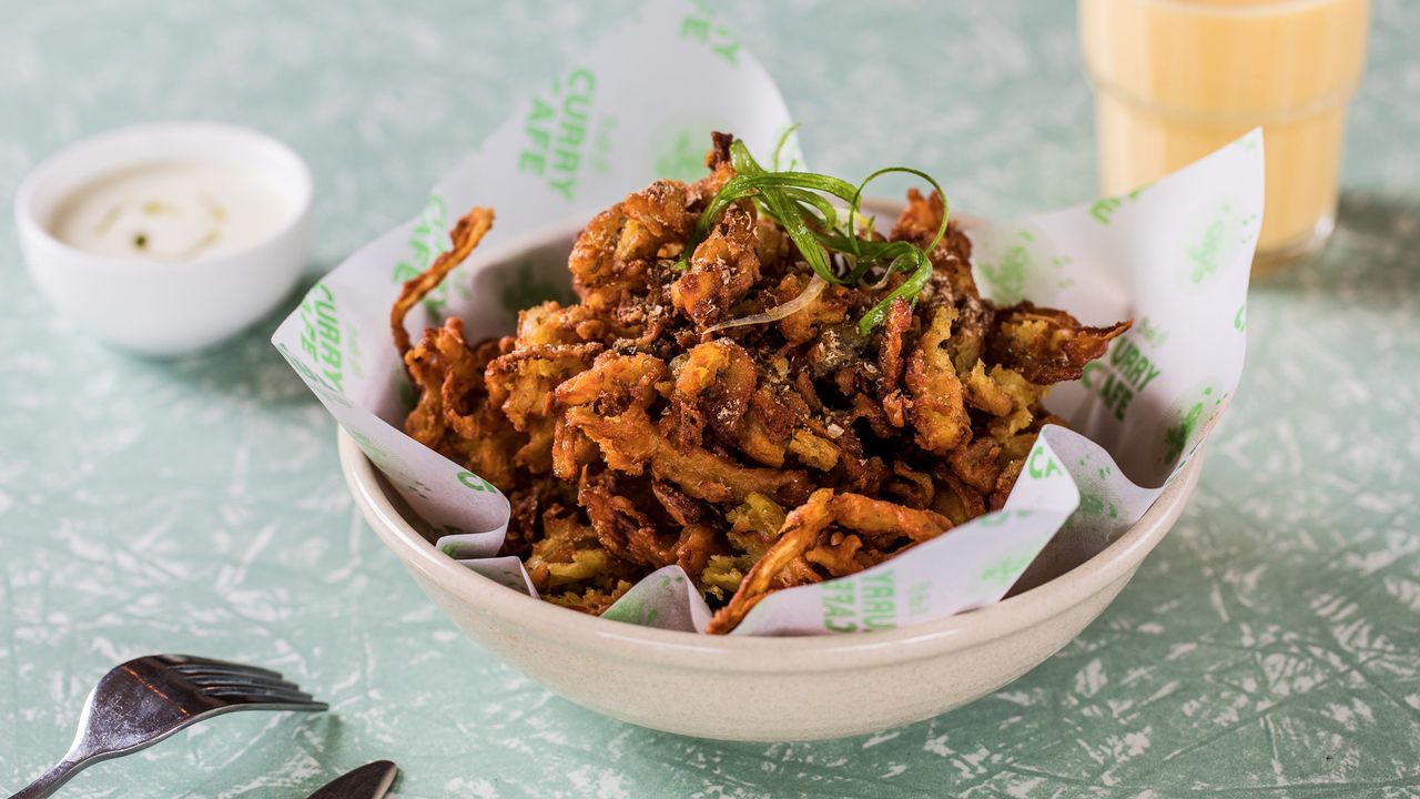 Onion Bhaji with Minted Yogurt