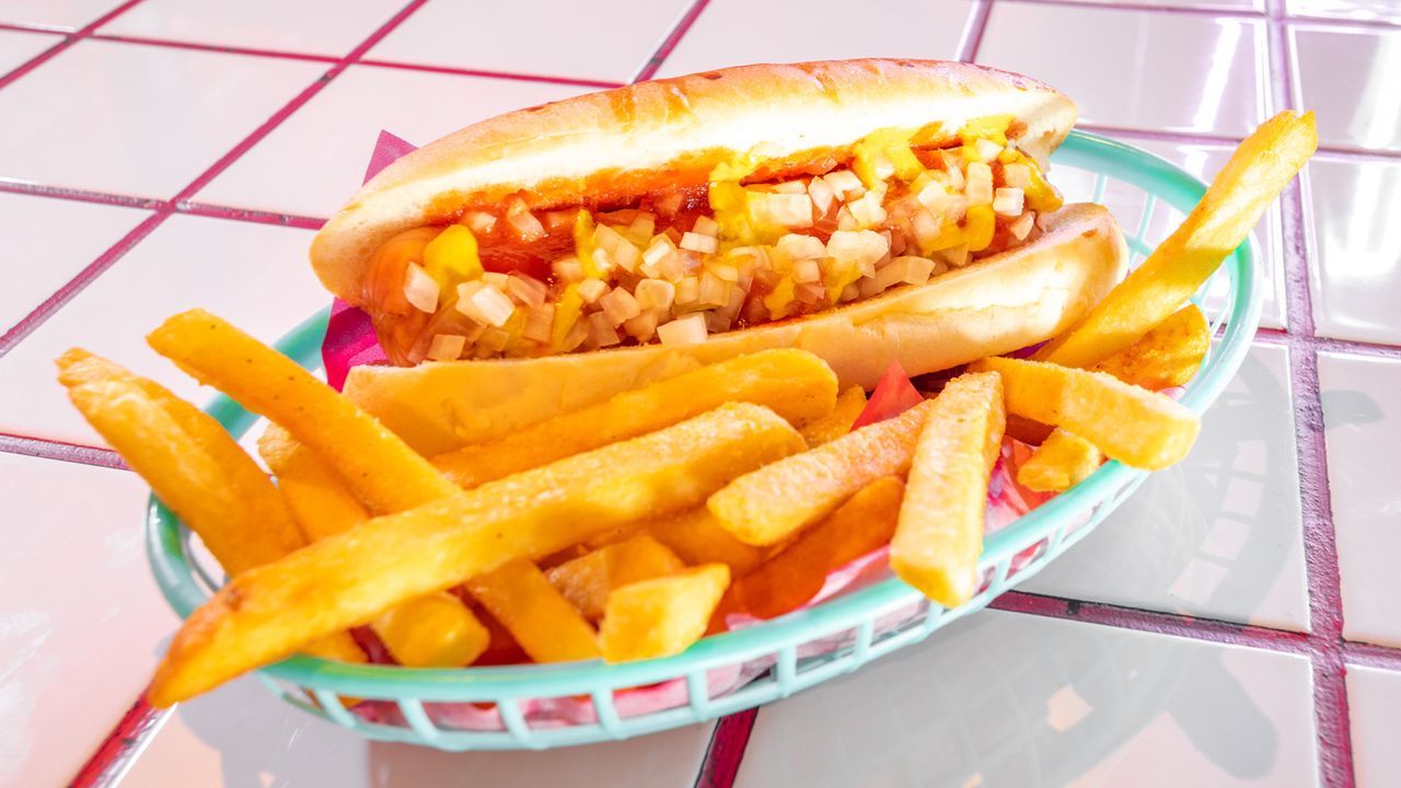 Hot Dog w Fries (Vegan Optional)
