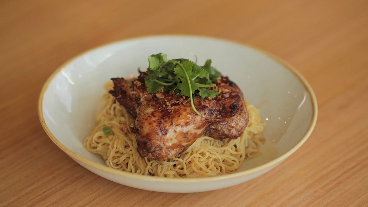 Egg Noodle with BBQ Chicken