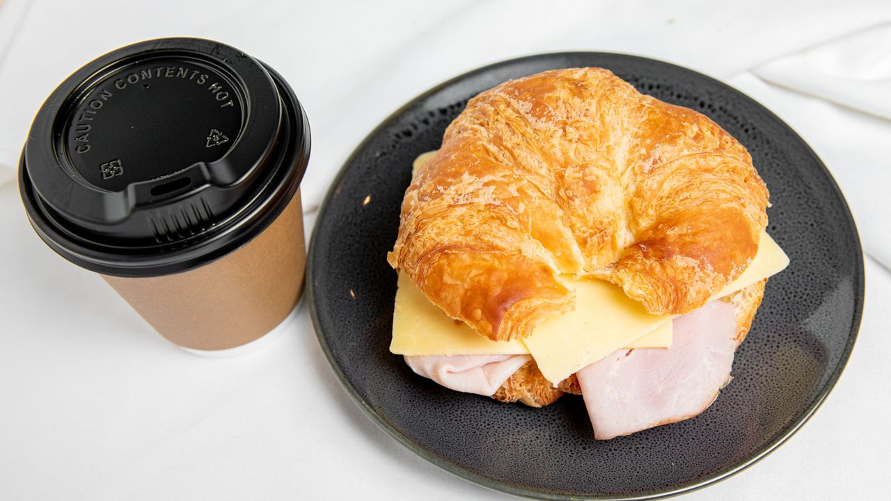 Ham Cheese Crossiant with Small Coffee