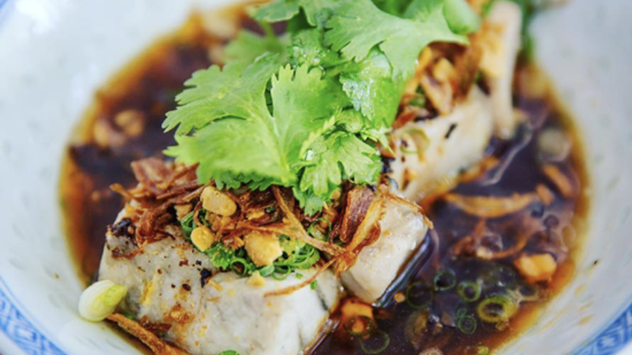 Steamed barramundi