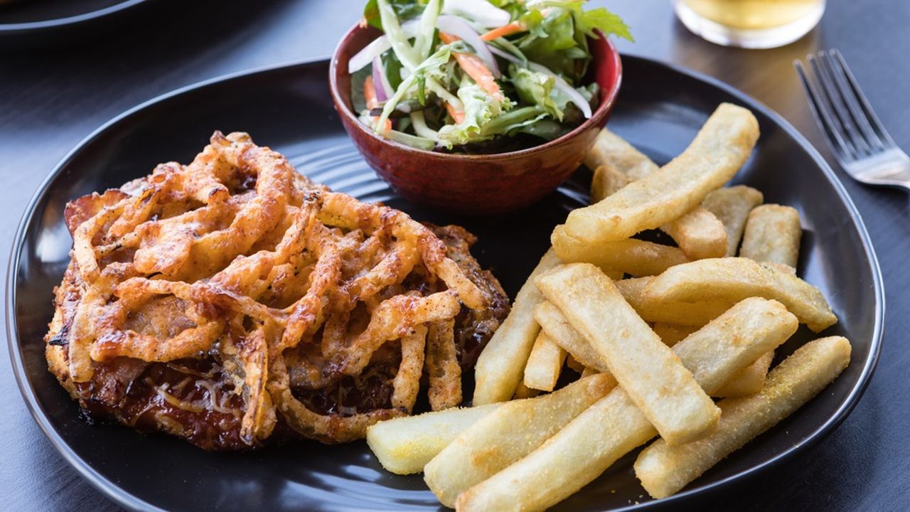 Loaded Hickory Smoked BBQ Parma with Fries & Salad