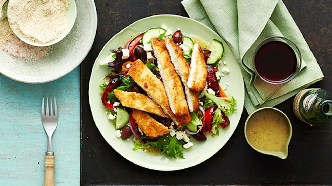 Mediterranean Salad and Schnitzel