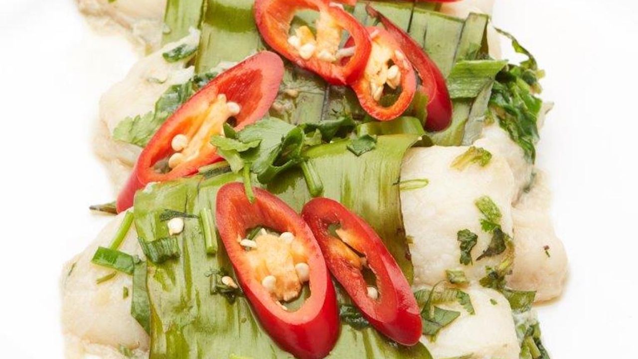 Steamed Market Fish in Banana Leaf (gf)