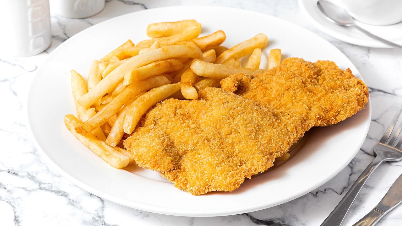 Chicken Schnitzel and Chips