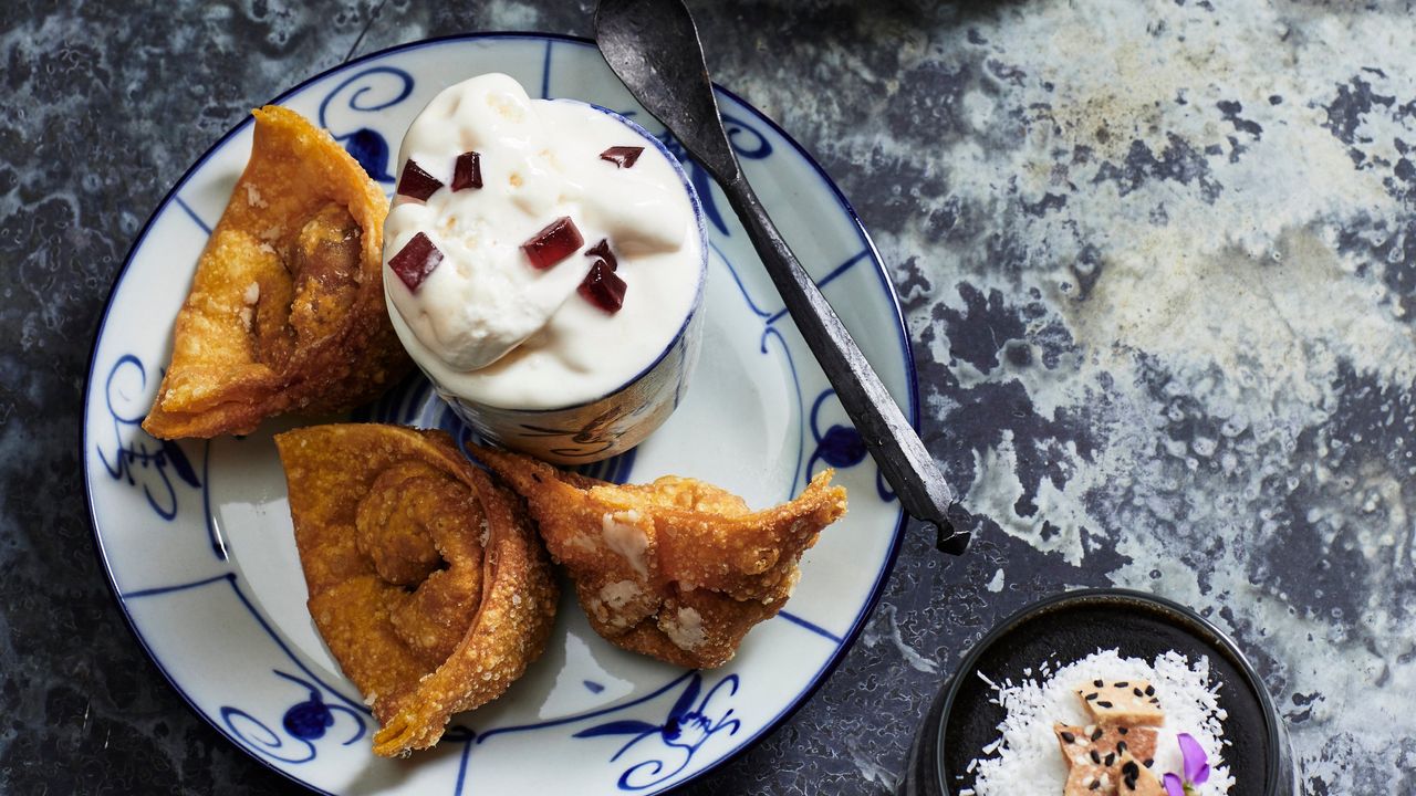 Fried Peanut Butter & Chocolate Walnut Wontons (3) (N)
