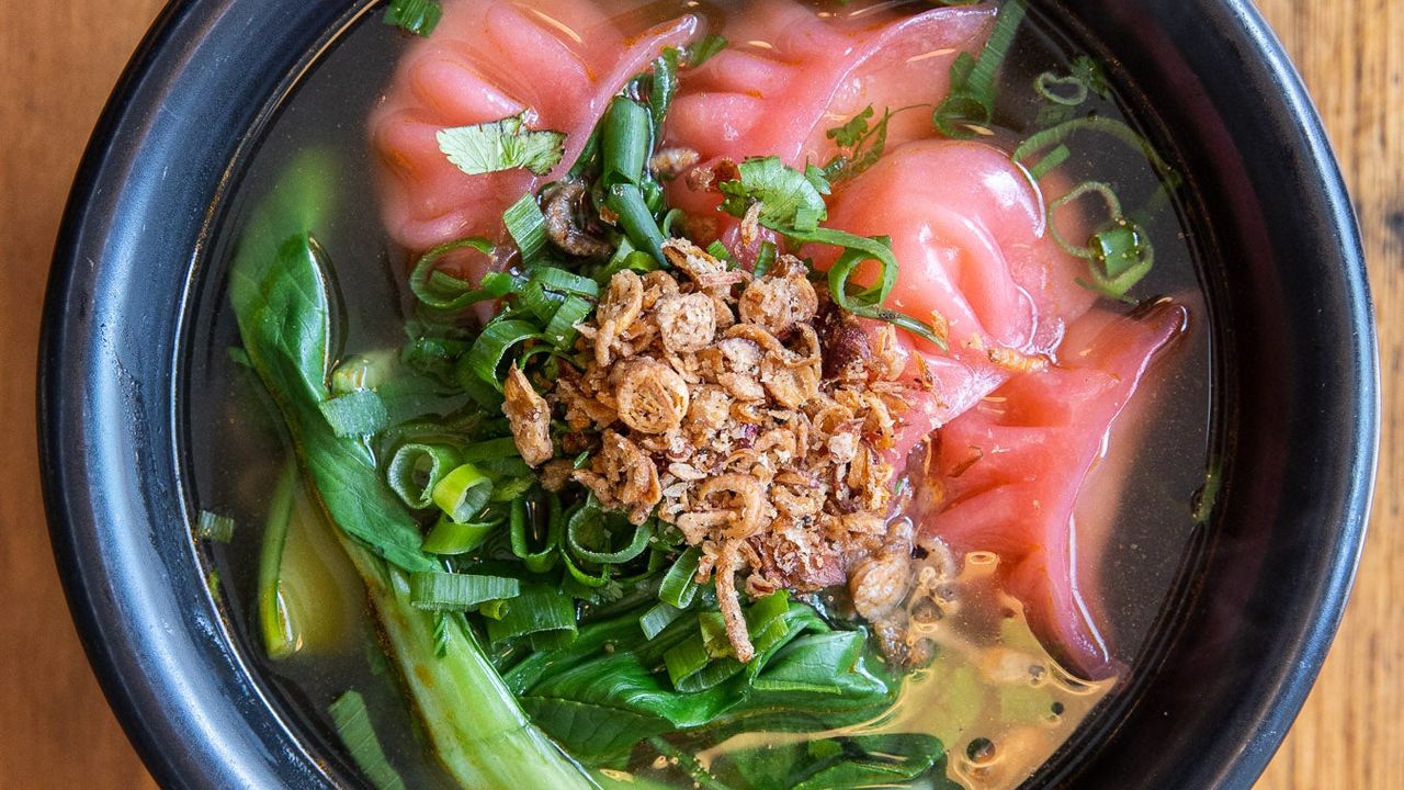 Spicy Ginger Prawn Dumpling Soup