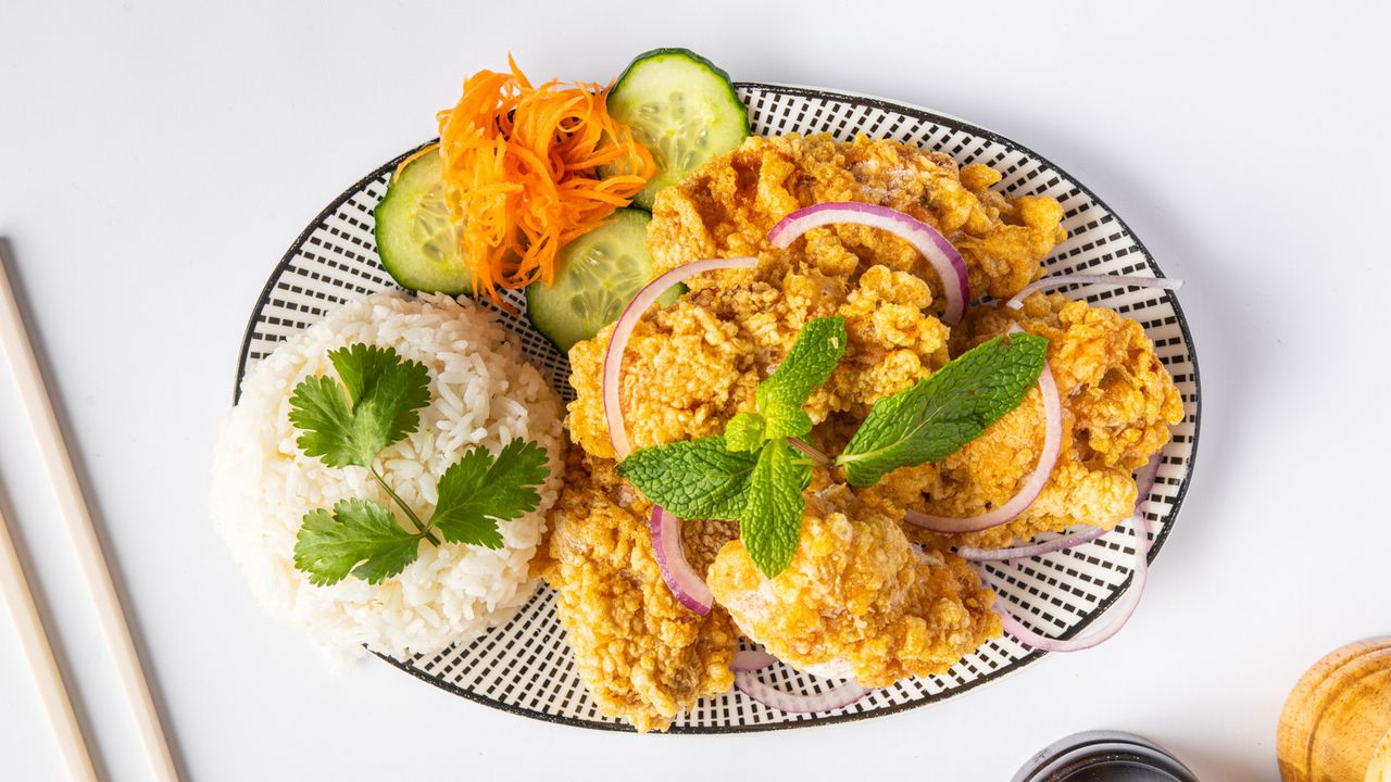 Chicken Wings with Salt & Pepper on Rice