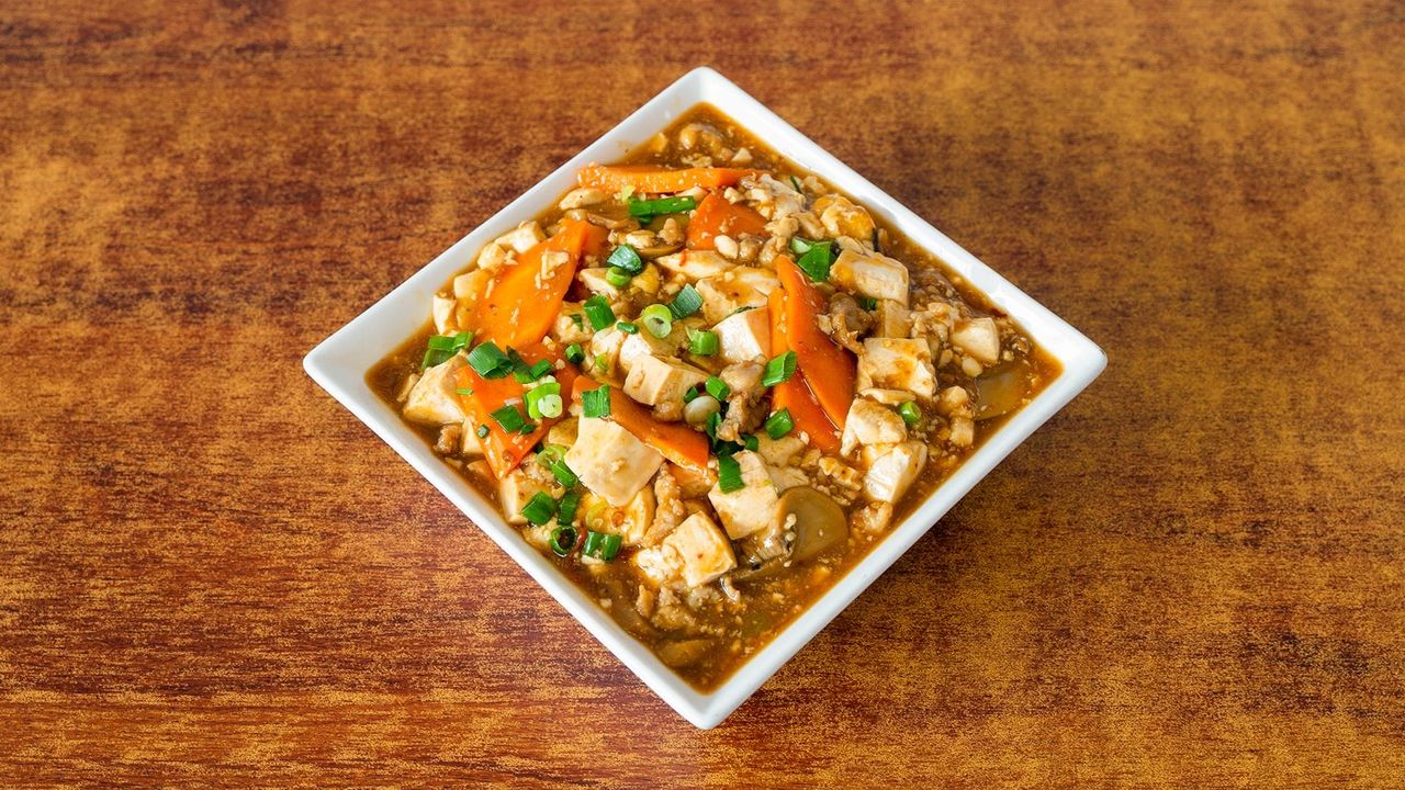 Mapo Tofu with Shredded Pork on Rice