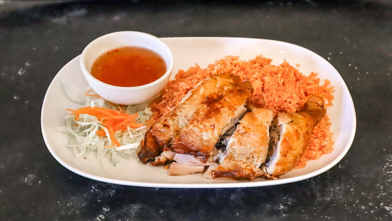 Crispy Skin Chicken with Tomato Rice