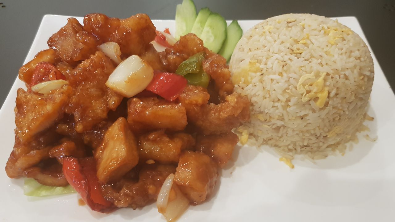 Sweet and Sour Pork with Fried Rice