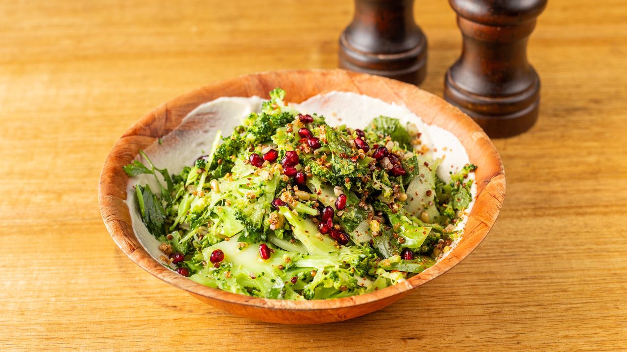 Chopped Broccoli, Mixed Grains & Almond Cream