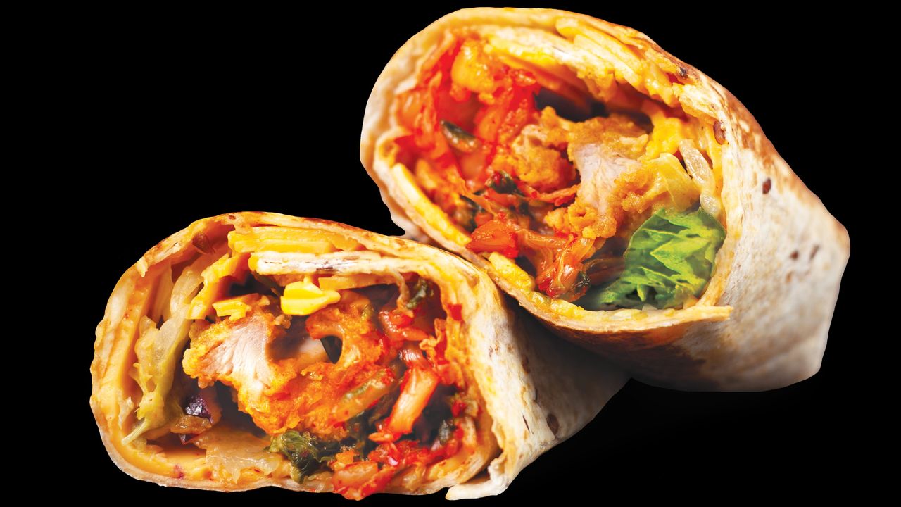 Cheesy Kimchi Chicken Wrap