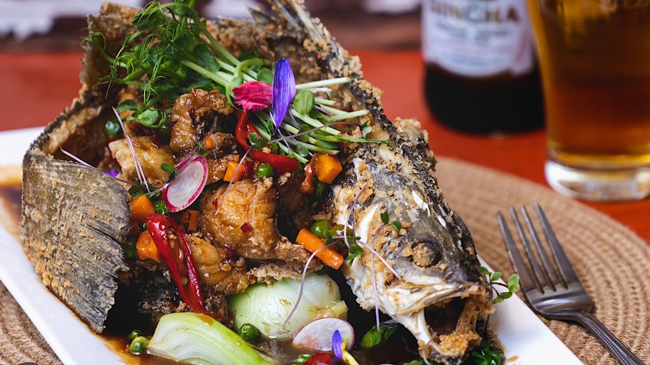 Deep Fried whole Barramundi with Tamarind Sauce