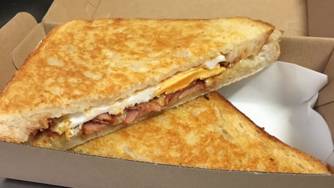 Grandmother Ham and aged cheddar toasty