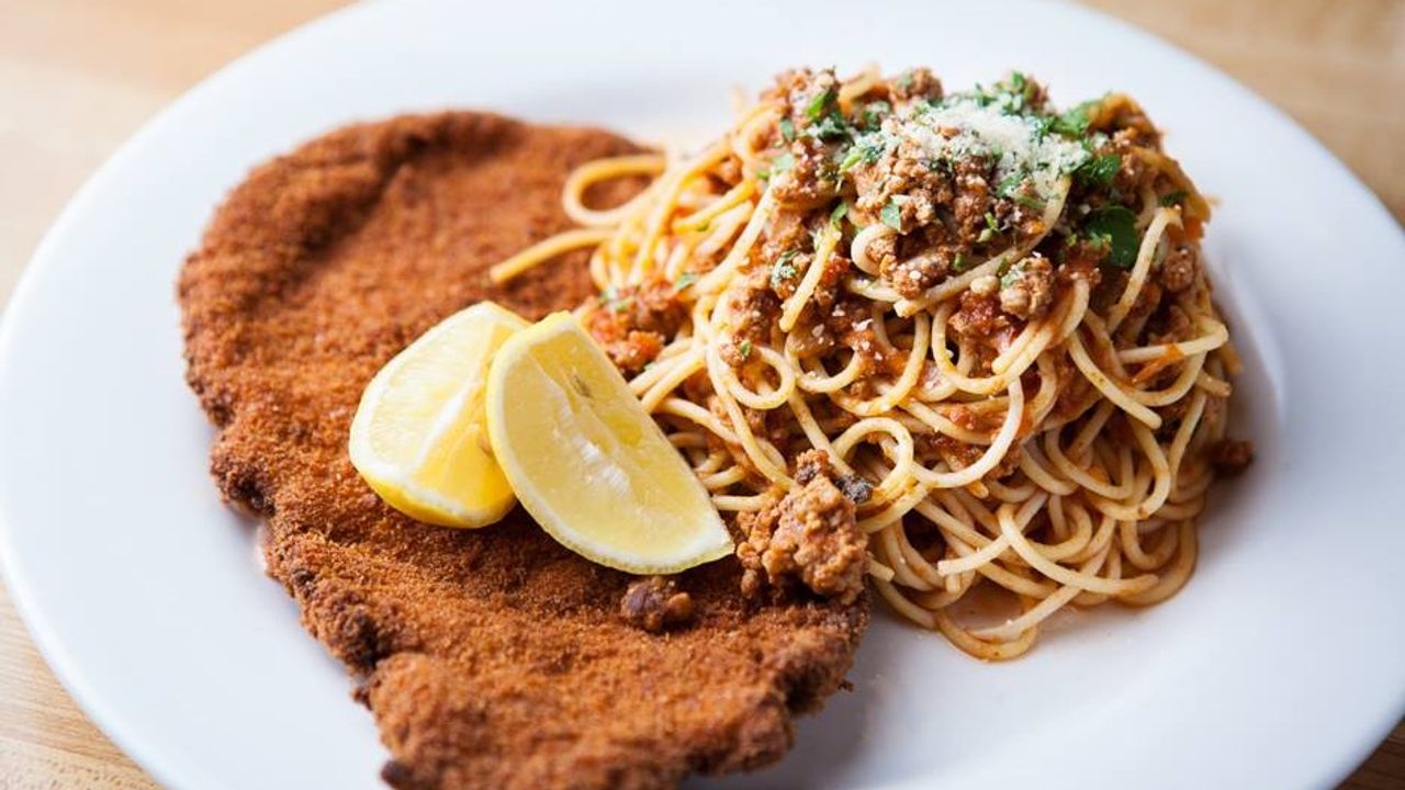 Veal Schnitzel and Spaghetti