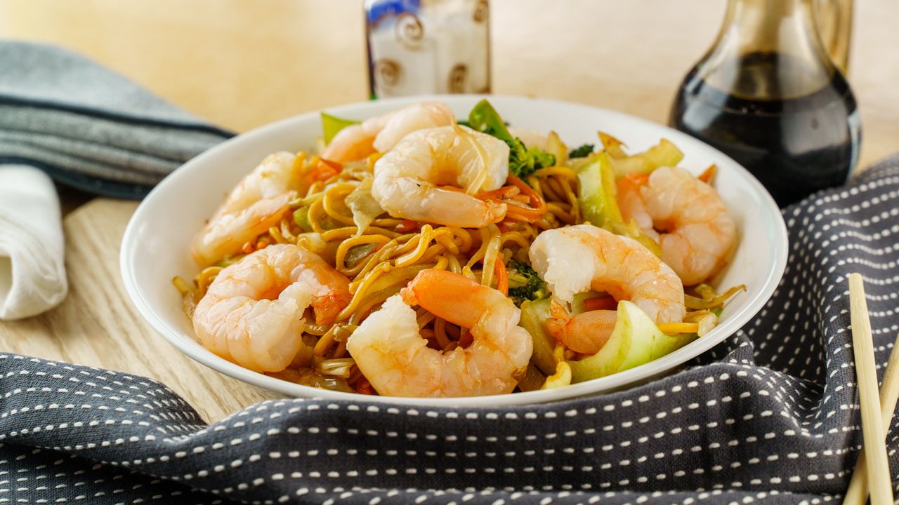 24. Stir Fry Noodles with King Prawns