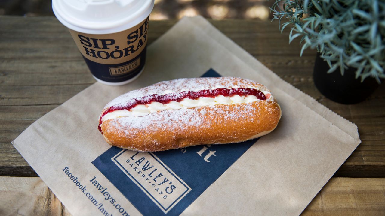 Cream and Jam Doughnut