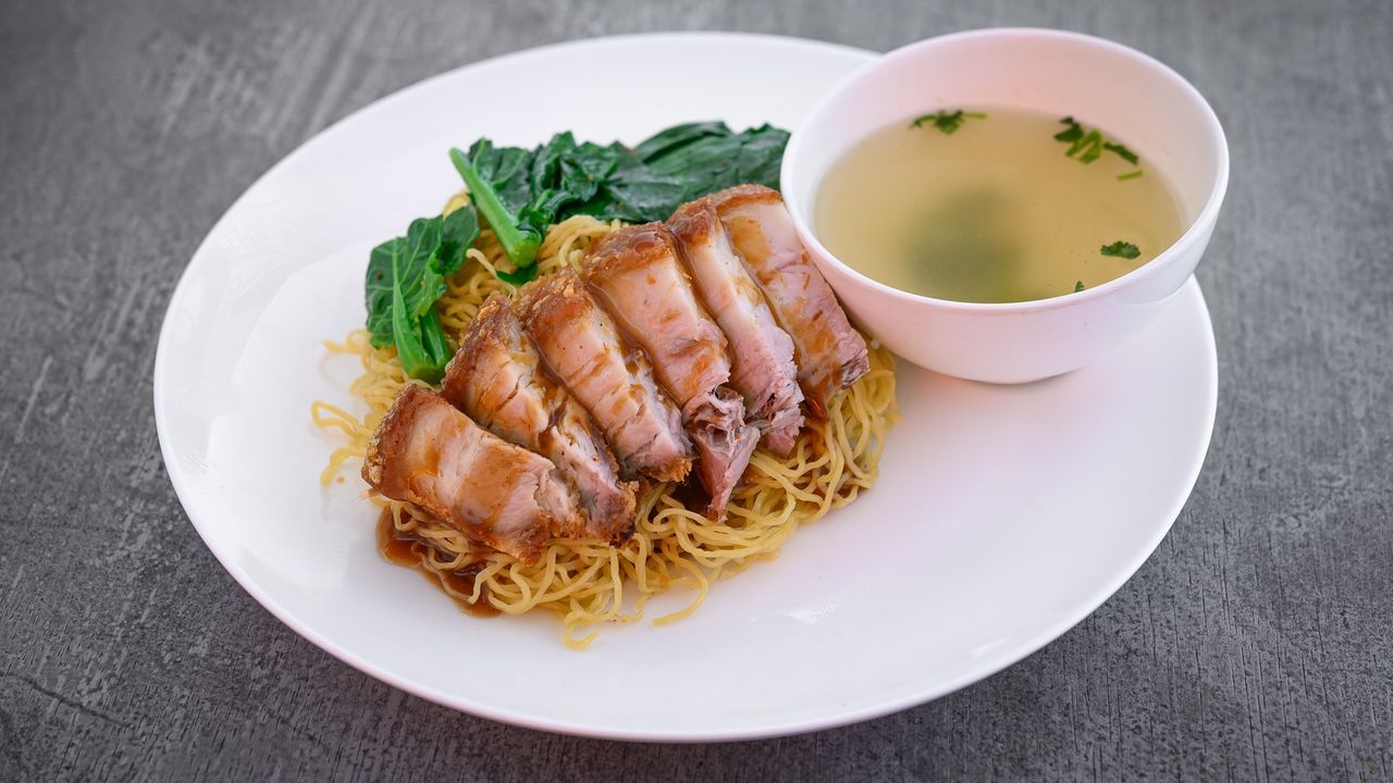 Egg Noodle Crispy Pork Belly
