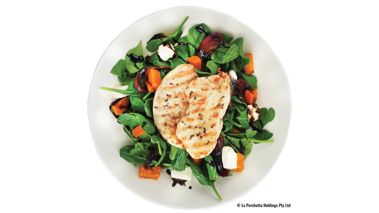 Roasted Pumpkin Salad with Chicken