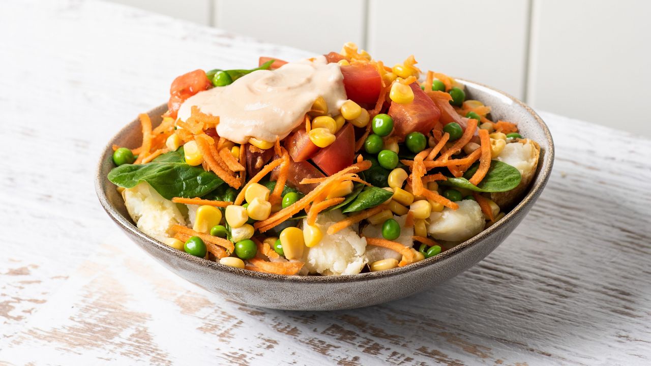 Corn, Peas, Tomato & Cumber Yogurt