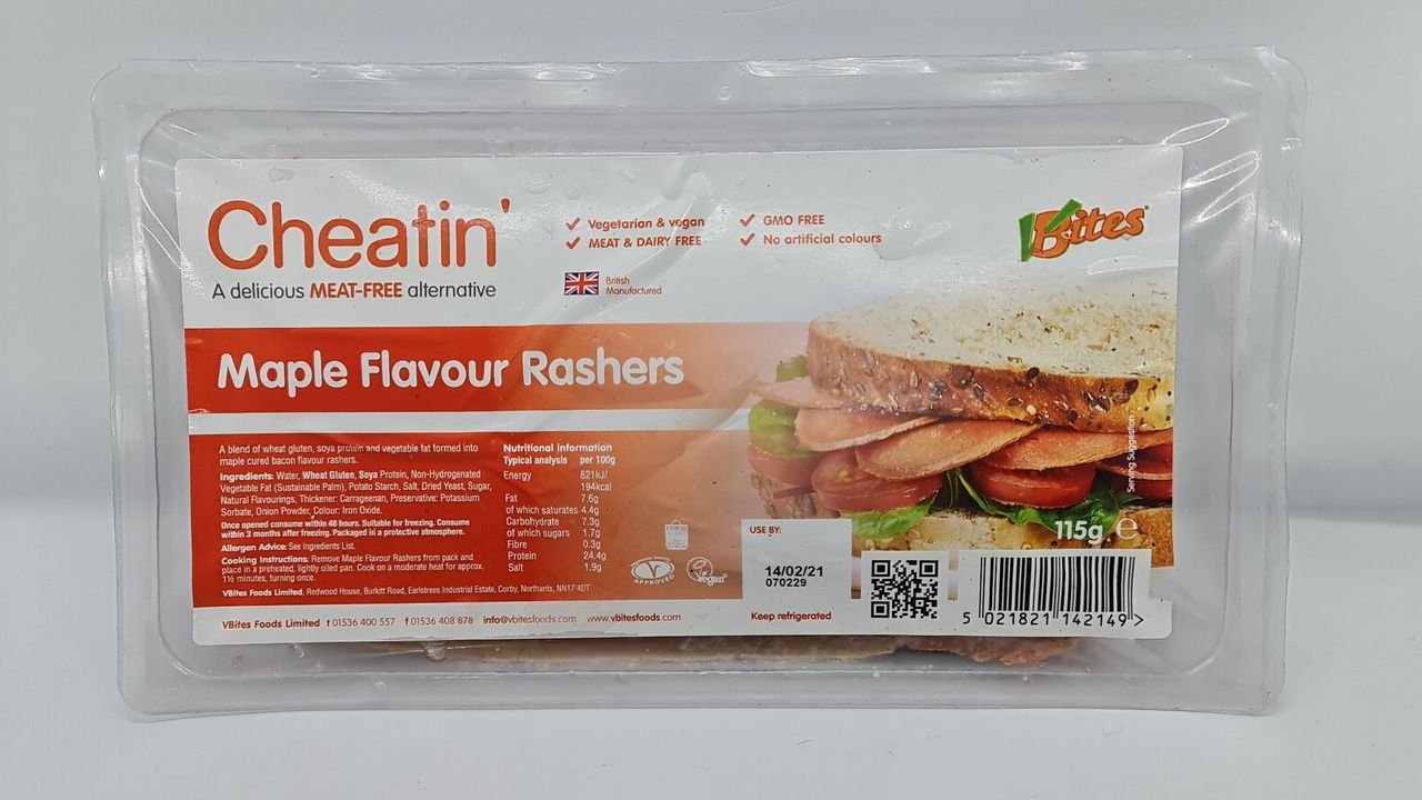 115g V-Bites MAPLE Bacon-style Rashers