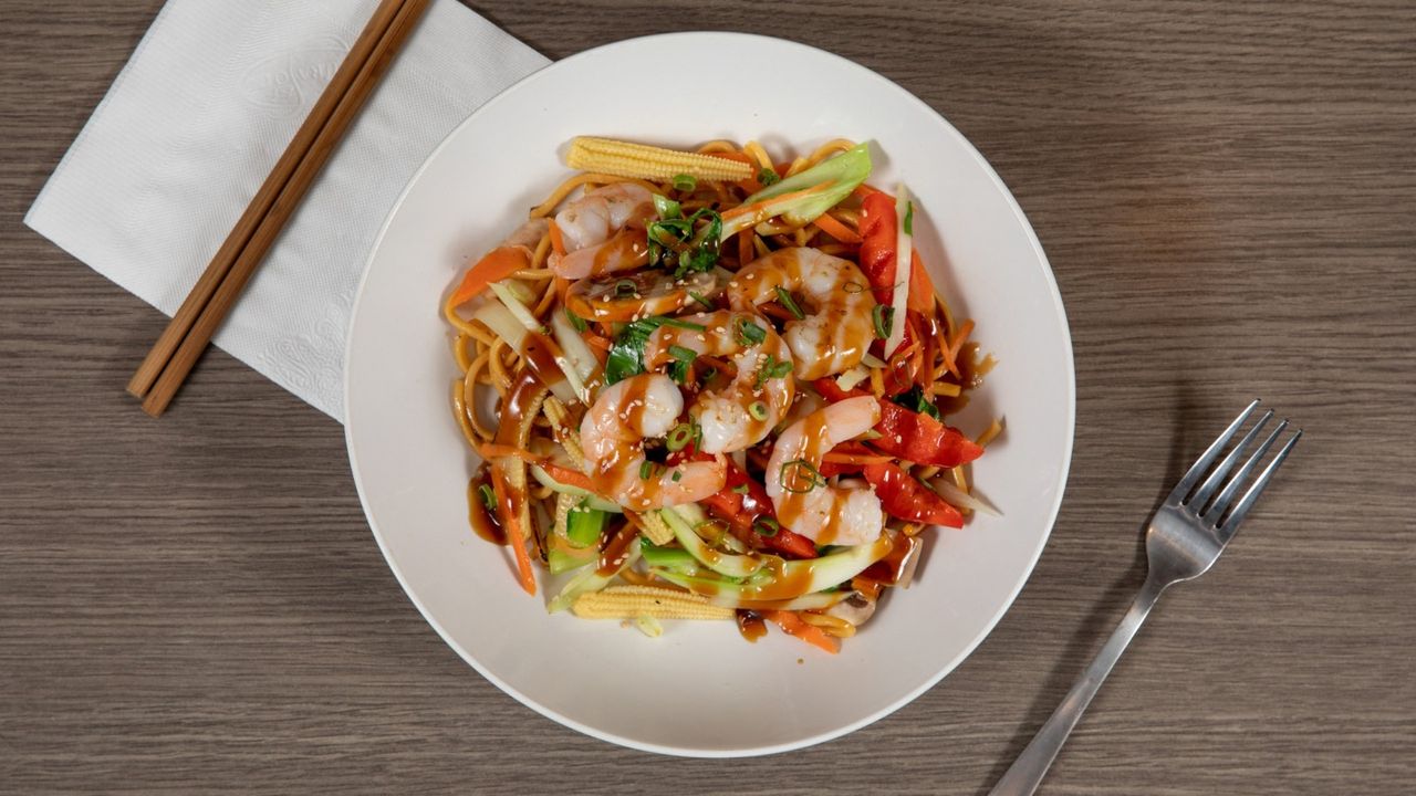 King Prawn Stir Fried Noodle with Teriyaki Sauce