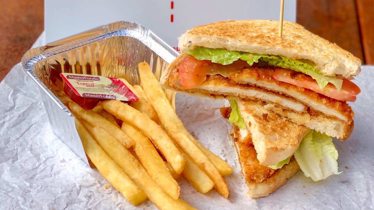 Chicken Katsu sandwich and chips