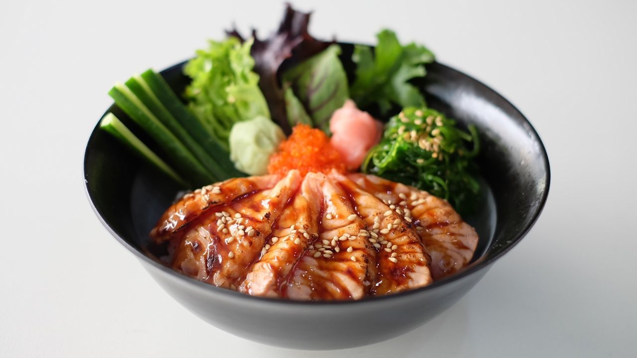 Grilled Salmon on Rice