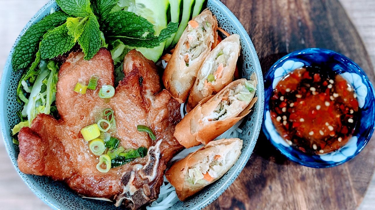Pork Chop & Spring Rolls Vermicelli Salad Bowl