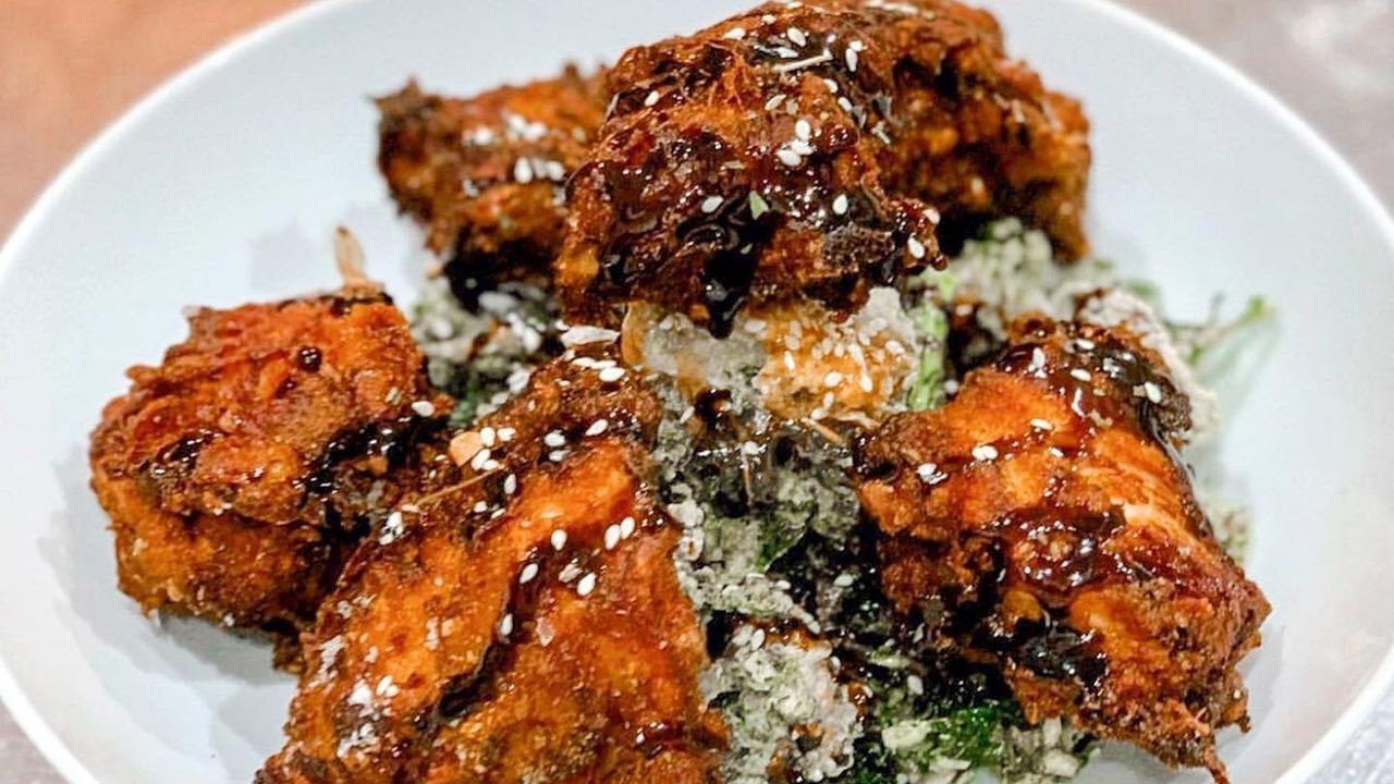 Japanese Style Chicken, Sesame and Lime Dressing, Wild Rocket