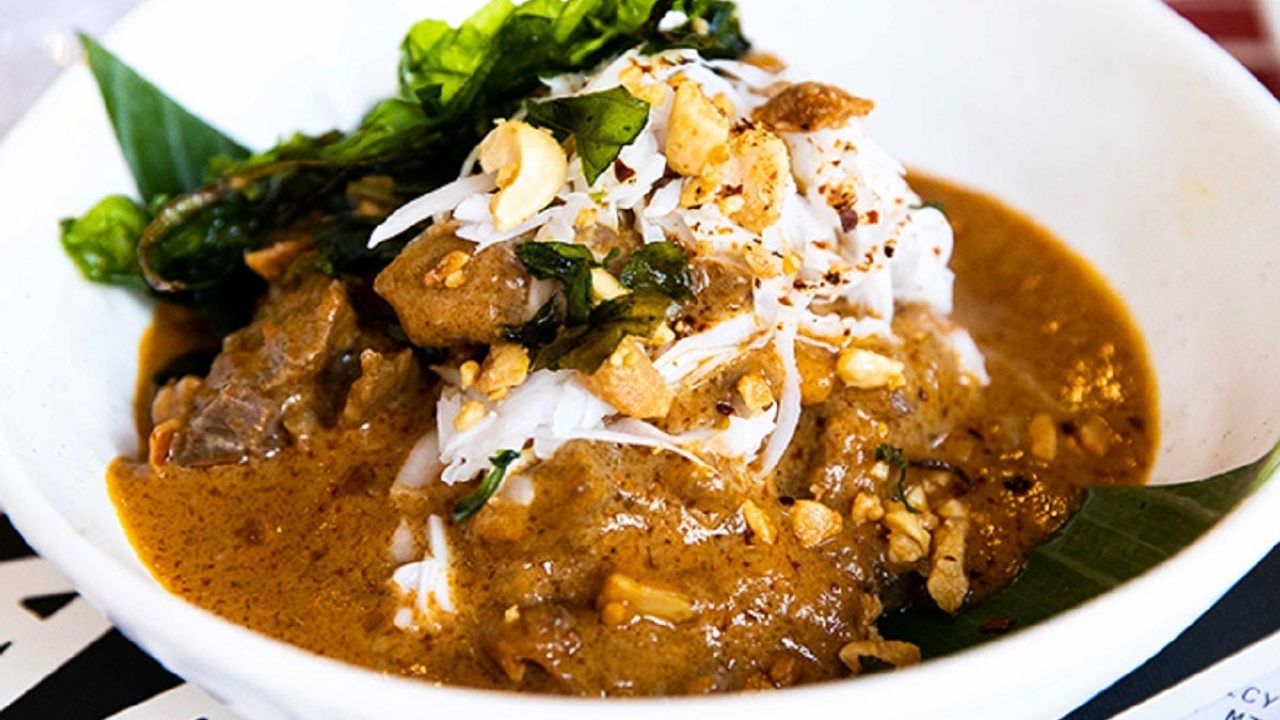 Massaman Curry of Coconut Braised Beef Kipfler Potatoes, Nuts, Fried Shallots
